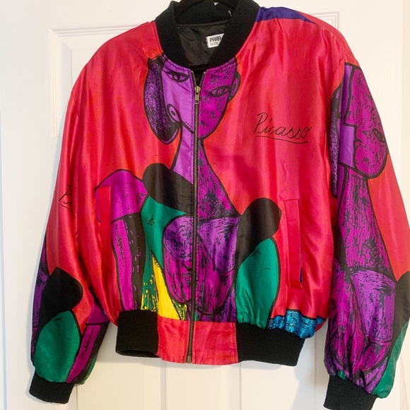 Vintage Tops - RARE Vintage Picasso Silk Bomber Jacket Top